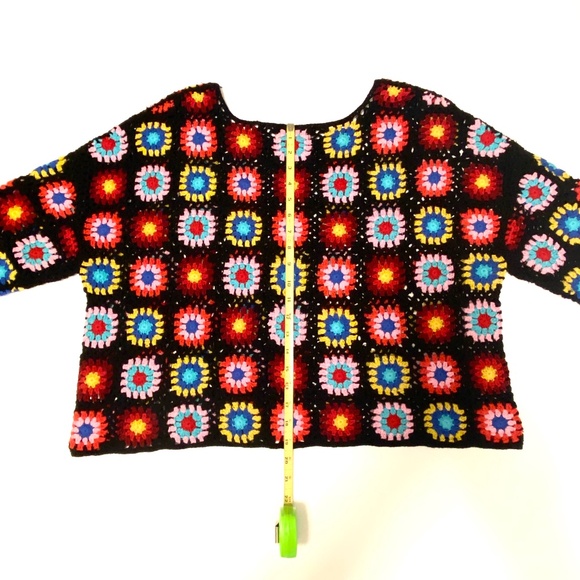 ANTHROPOLOGIE Magdalena Boho Hippie Festival Crochet Jumper Granny Square Large - Picture 5 of 6